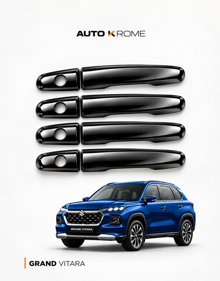Plain Car Door Handle Covers, Piano Black, Grand Vitara
