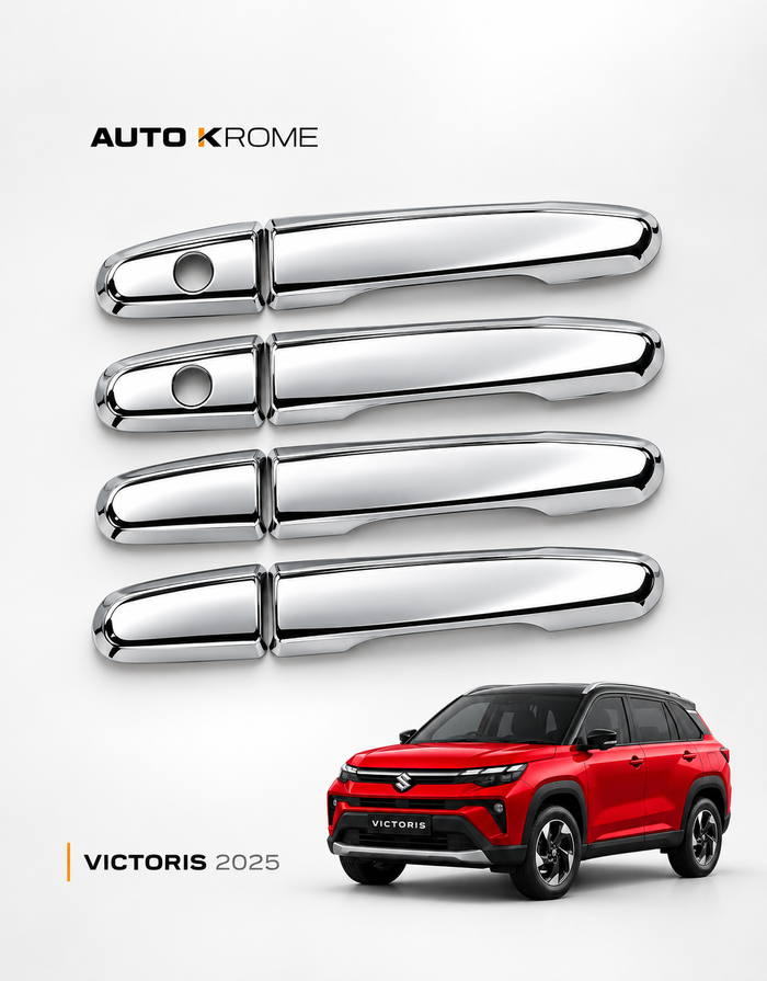 Plain Car Door Handle Covers, Chrome, Victoris